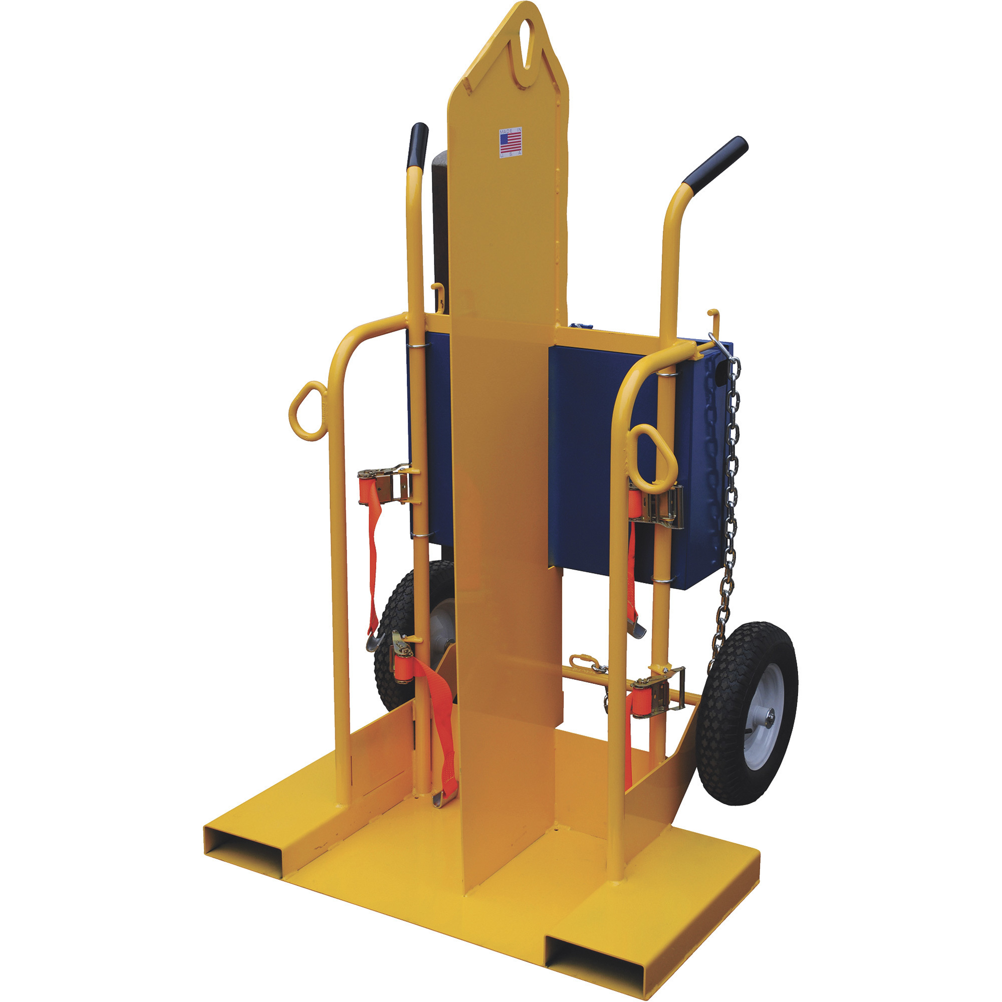 Vestil Welding Cylinder Cart with Fork Pockets - 500-Lb. Capacity, Foam-Filled Wheels, Powder-Coat with Fire Protection, Model# CYL-2-FP-FF